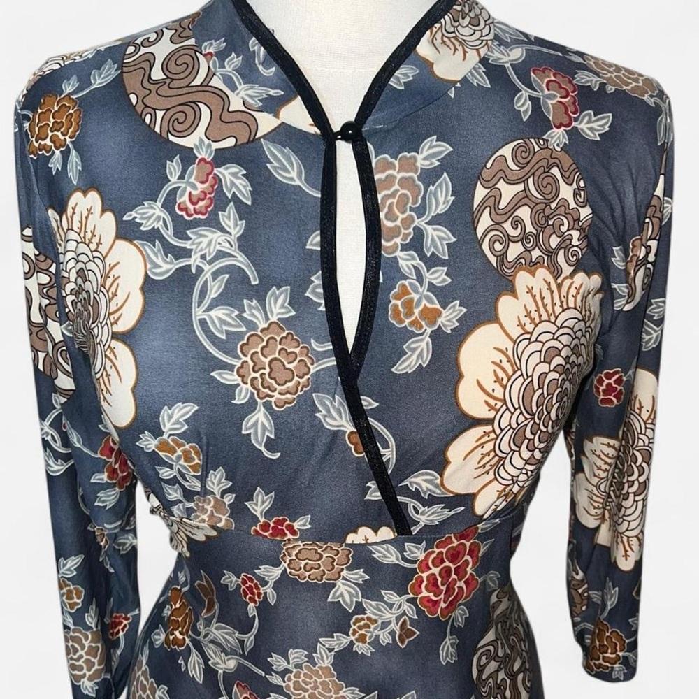 Celine Blue Floral Women's Blouse - Picture 4 of 5